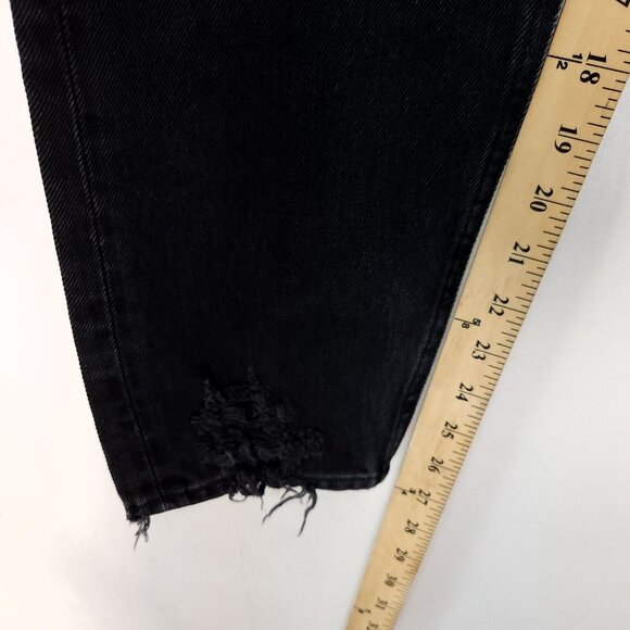 AGOLDE Straight Leg Jeans Women’s 29 Distress Black Button Fly Mid Rise Denim - Picture 9 of 15
